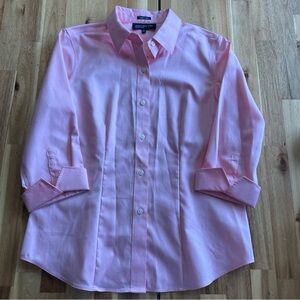 Jones New York Signature Pink Button Down Shirt Women’s Size M Easy Care